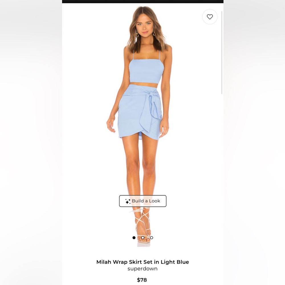 superdown Light Blue Wrap Tie Mini Skirt